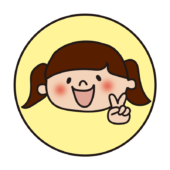 黄色い丸の中に女の子2（チョキ）