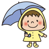 雨合羽を着て傘をさした子供（男の子1）