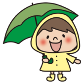 雨合羽を着て傘をさした子供（男の子2）