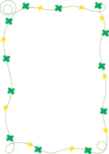 四葉のクローバーと蝶々の枠（縦）