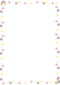 カラフルな小花の枠（縦）