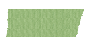 短く切った緑色のマスキングテープ