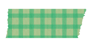 短く切った緑色のチェックのマスキングテープ