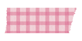 短く切ったピンク色のチェックのマスキングテープ