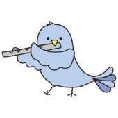 フルートを吹く青い鳥