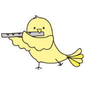 フルートを吹く黄色い鳥