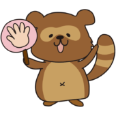 じゃんけんのパーを出すタヌキ