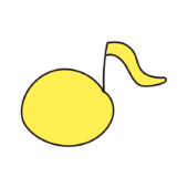 カラフルな音符（黄色）