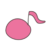 カラフルな音符（ピンク）