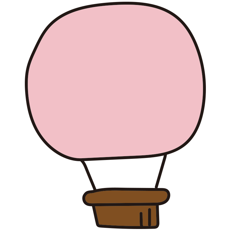 シンプルなピンク色の気球1の無料 フリー イラスト てがきっず 可愛い手描きイラスト 保育園 小学校 Pta向けのフリー素材