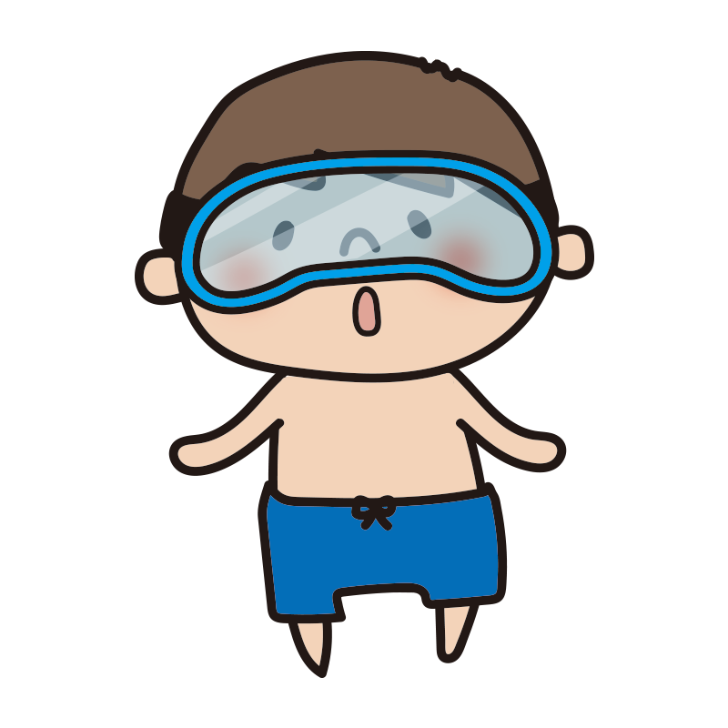 水中眼鏡をかけた男の子の無料 フリー イラスト てがきっず 可愛い手描きイラスト 保育園 小学校 Pta向けのフリー素材