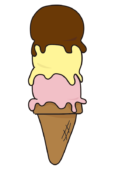 コーンにのった3段のアイス2