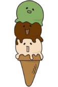 コーンにのった3段のアイス1（顔あり）