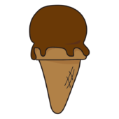 コーンにのったチョコレートアイス