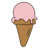 コーンにのったストロベリーアイス