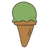 コーンにのった抹茶アイス