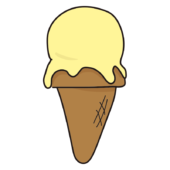 コーンにのった黄色いアイス