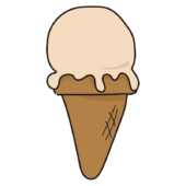 コーンにのったバニラアイス