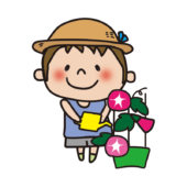 朝顔に水をあげる子供（男の子）