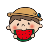 スイカを食べる子供（男の子2）