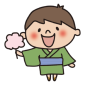 綿菓子を持っている浴衣を着た子供（男の子）