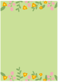 背景が緑色のお花のフレーム