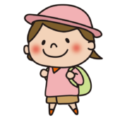 帽子をかぶって遠足に行く子供（女の子1）