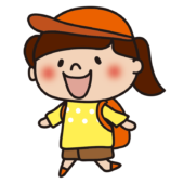 帽子をかぶって遠足に行く子供（女の子2）