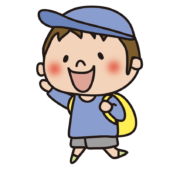 帽子をかぶって遠足に行く子供（男の子1）