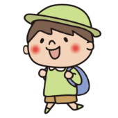 帽子をかぶって遠足に行く子供（男の子2）