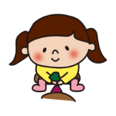 お芋掘りする子供（女の子）