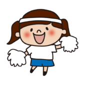 運動会で応援する白組の子供（女の子1）