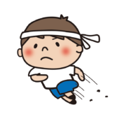 運動会で走る白組の子供（男の子）