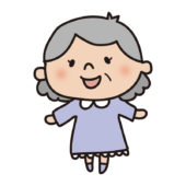 パジャマ姿のおばあさん