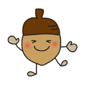 踊っている色々な表情のどんぐり1