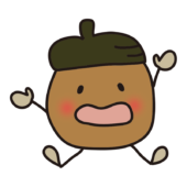 踊っている色々な表情のどんぐり5
