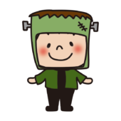 ハロウィンでフランケンシュタインの仮装をした子供