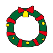 赤いリボンと鈴のついたリース