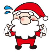 慌てているお鼻の大きなサンタクロース