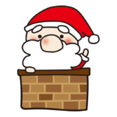 煙突から顔を出すお鼻の大きなサンタクロース