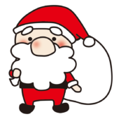 大きな袋を担ぐお鼻の大きなサンタクロース