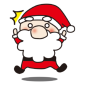 驚いて飛び上がるお鼻の大きなサンタクロース