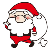 大きな袋を運ぶお鼻の大きなサンタクロース
