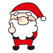 人差し指を立てるお鼻の大きなサンタクロース