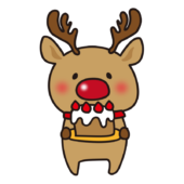 ケーキを運ぶお鼻の赤いトナカイ