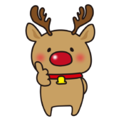 いいねのポーズをするお鼻の赤いトナカイ
