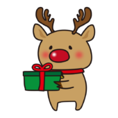 プレゼントを渡すお鼻の赤いトナカイ