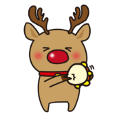 タンバリンを鳴らすお鼻の赤いトナカイ