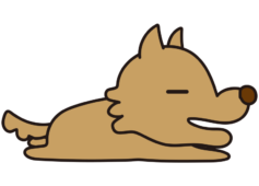 寝転んでやる気のない怖くないオオカミ