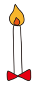赤いリボンのろうそく